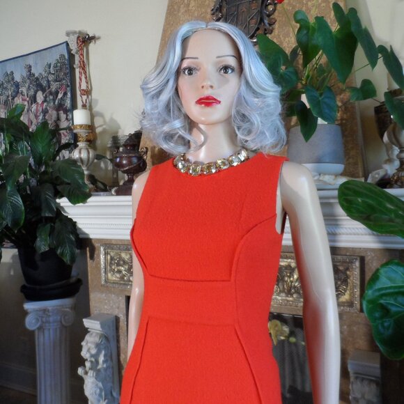 Carolina Herrera Orange Tweed Sheath Dress Size 2 - Picture 6 of 16
